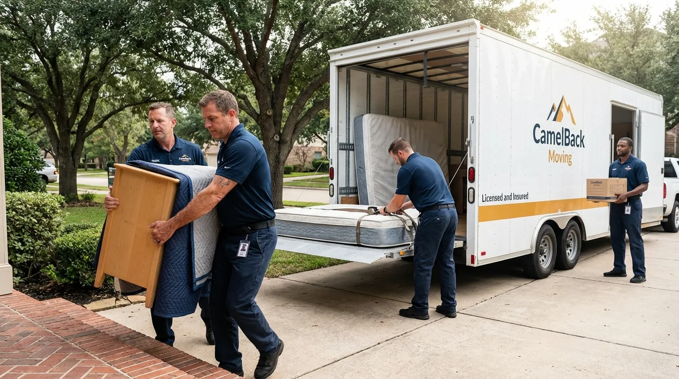 Crew loading residential truck for cross-state move from Homer, IL
