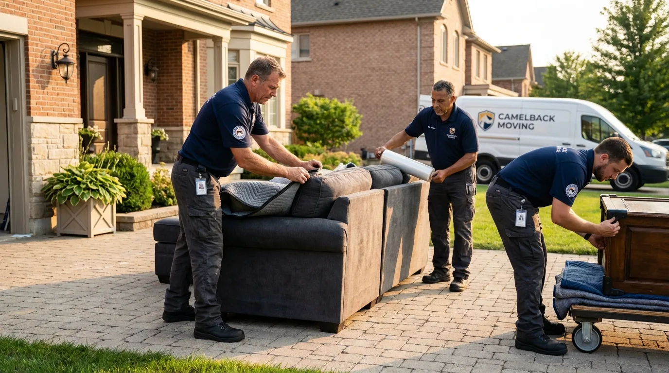 Large estate moving crew wrapping furniture in Homer, IL